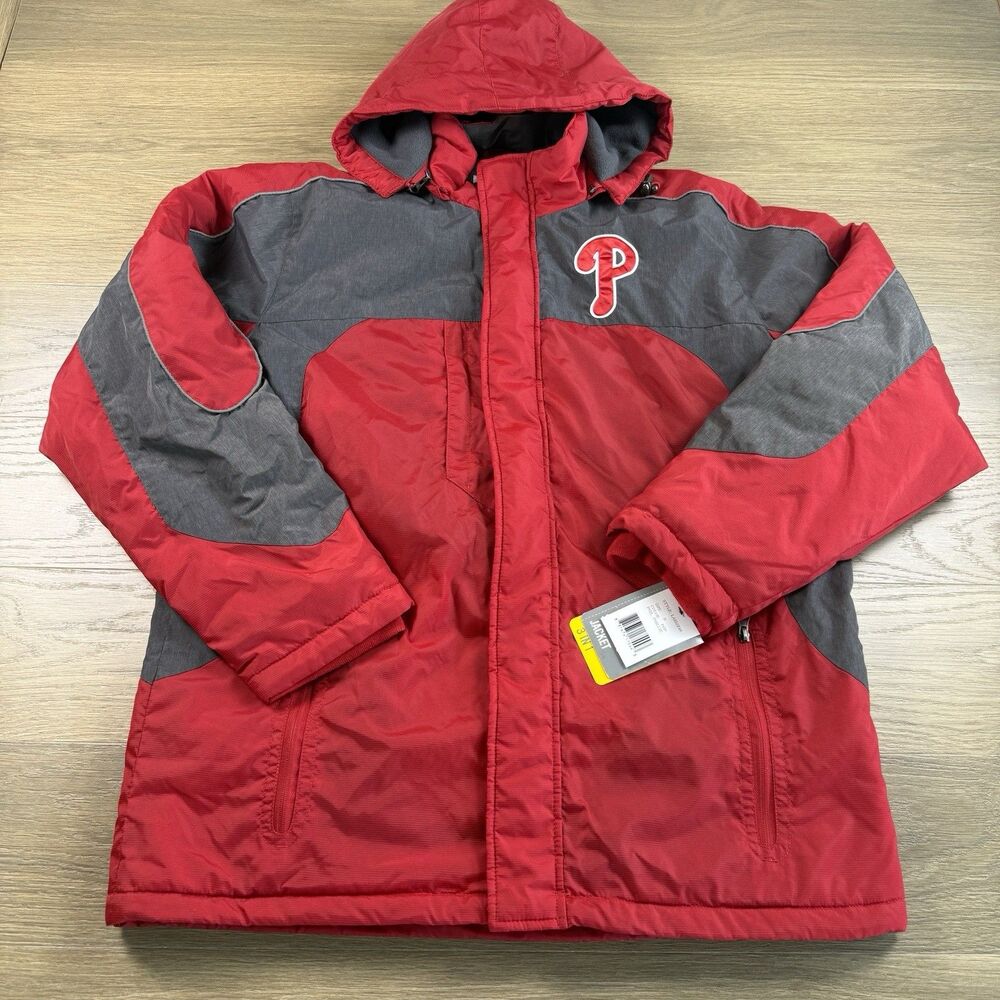 Philadelphia Phillies Jacket Men Medium Zip Out Vest 3 In 1 Hooded Baseball MLB